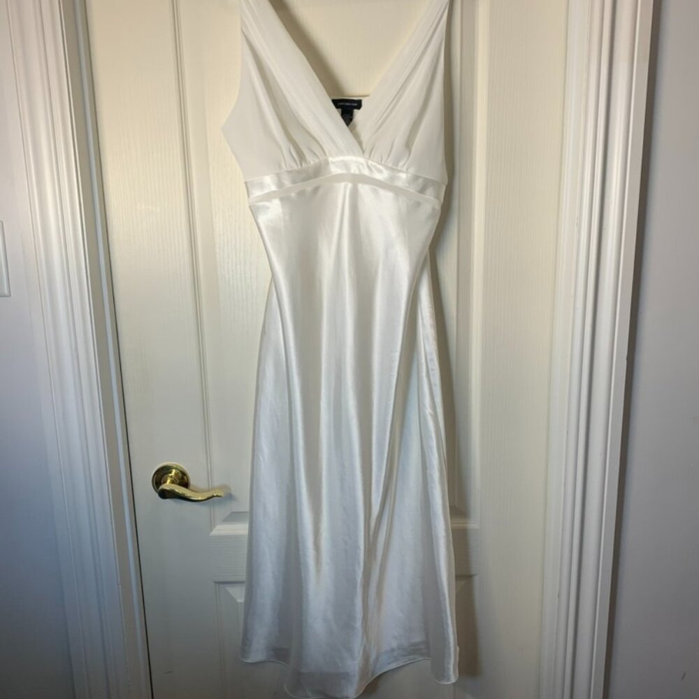 Carolyn style White Satin Slip Dress Y2K Bridal Minimalist 90s Maxi L Jones NY
